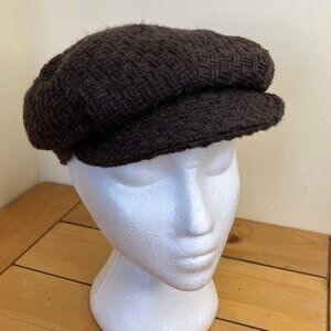 Lauren Conrad for Mark Newsboy Flat Cap Brown Basketweave Cabbie Hat Vintage Y2K